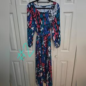 SHEIN Colorful Abstract Long Sleeve Dress